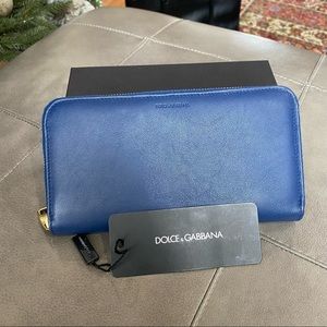 Dolce and Gabbana Zip Around continental wallet in royal blue